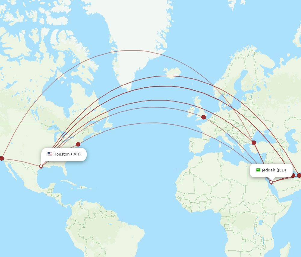 JED-IAH flight routes