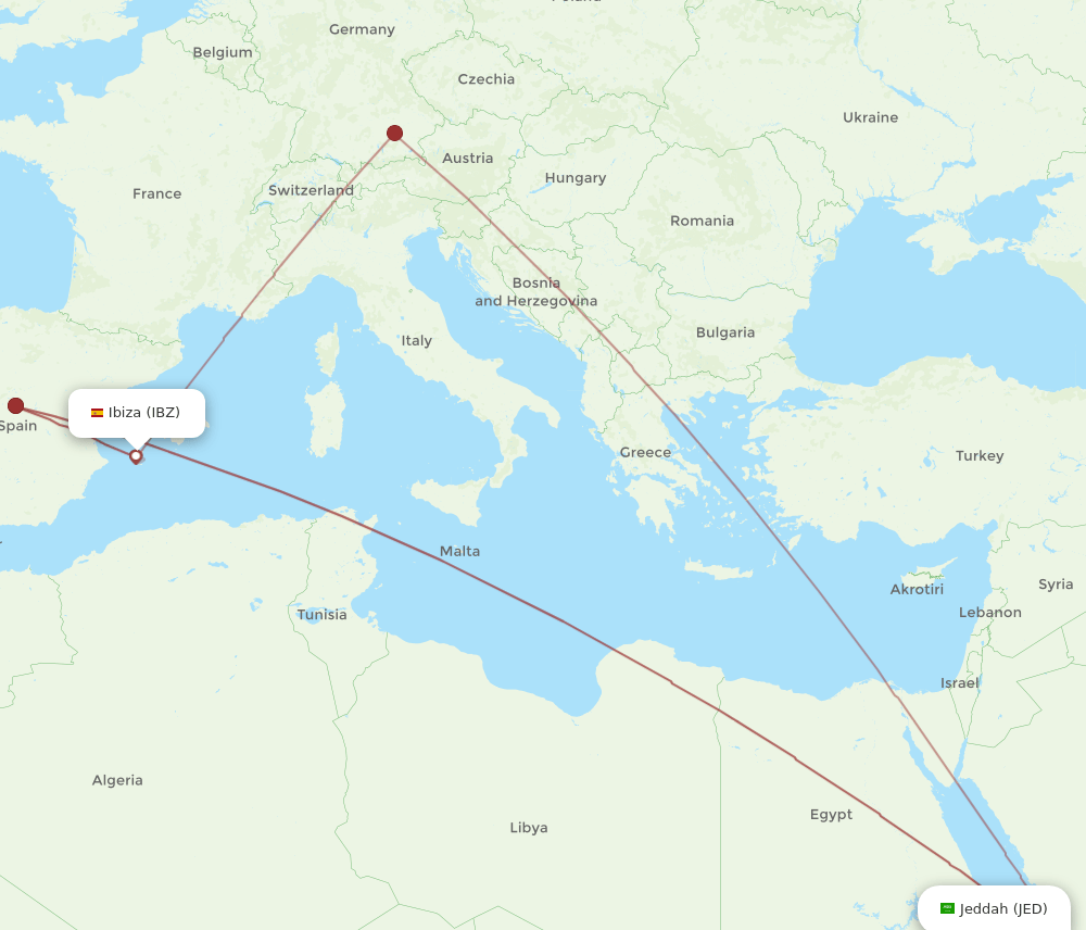 JED-IBZ flight routes