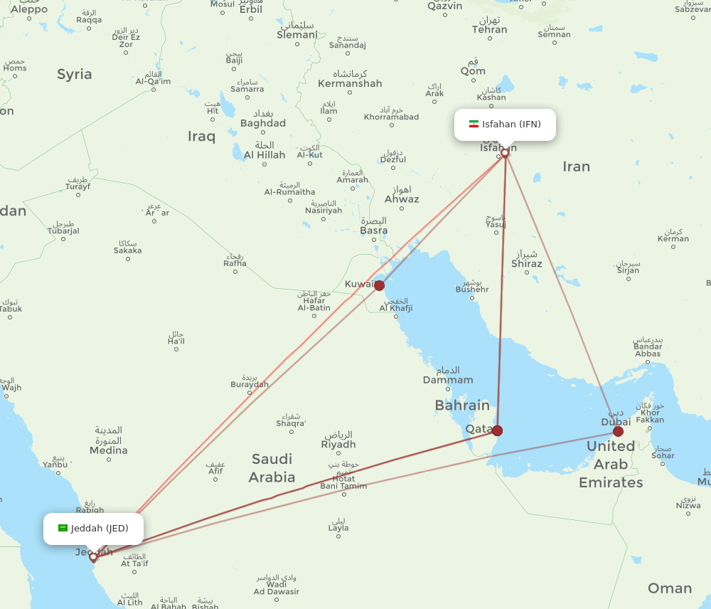 JED-IFN flight routes