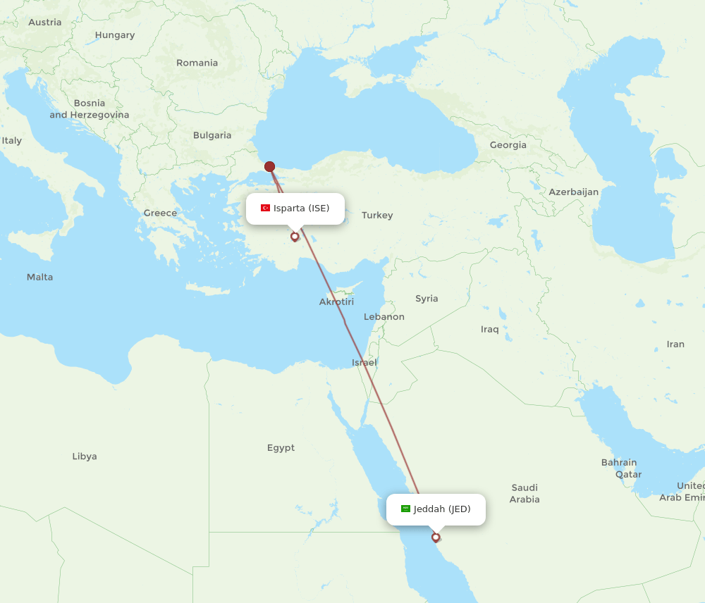 JED-ISE flight routes