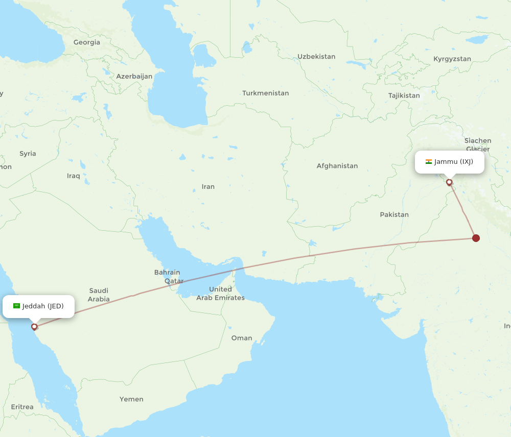 JED to IXJ flights and routes map