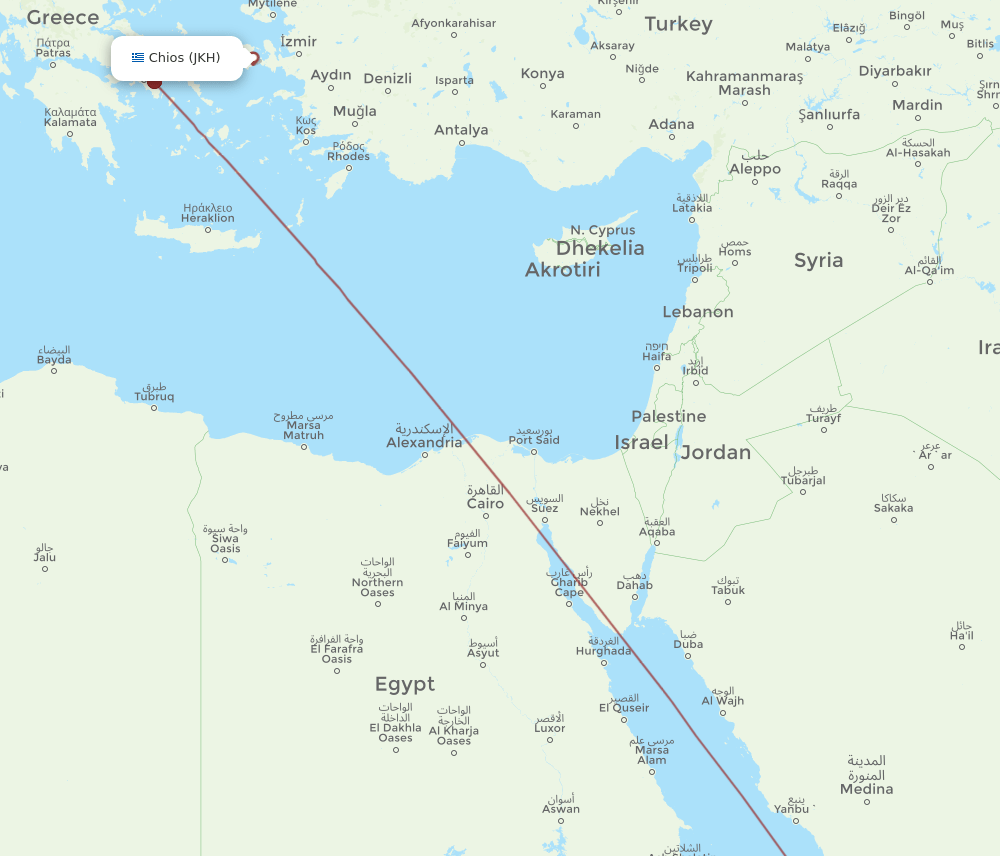 JED-JKH flight routes