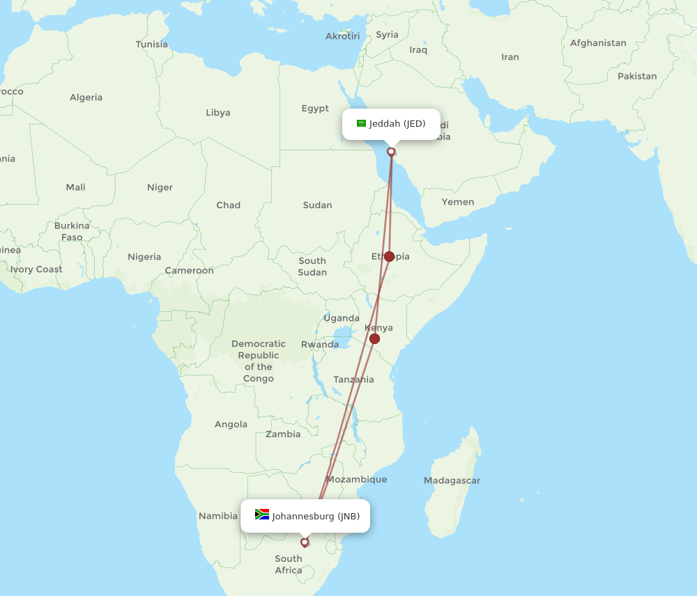 JED-JNB flight routes