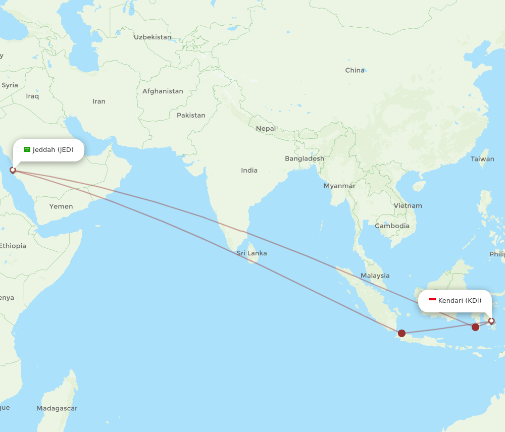 JED-KDI flight routes