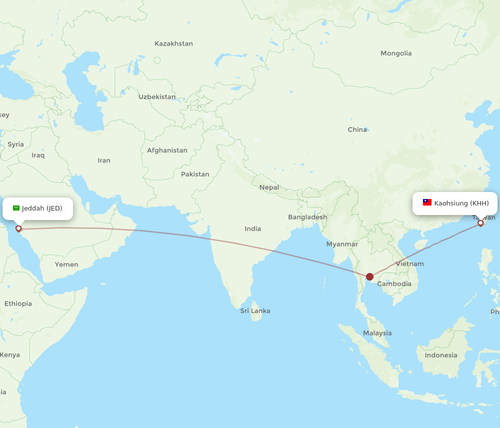 JED-KHH flight routes