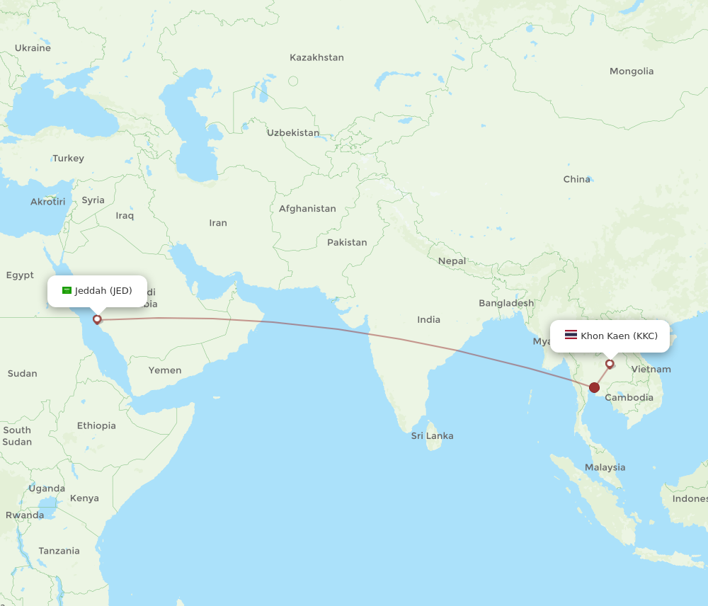 JED to KKC flights and routes map