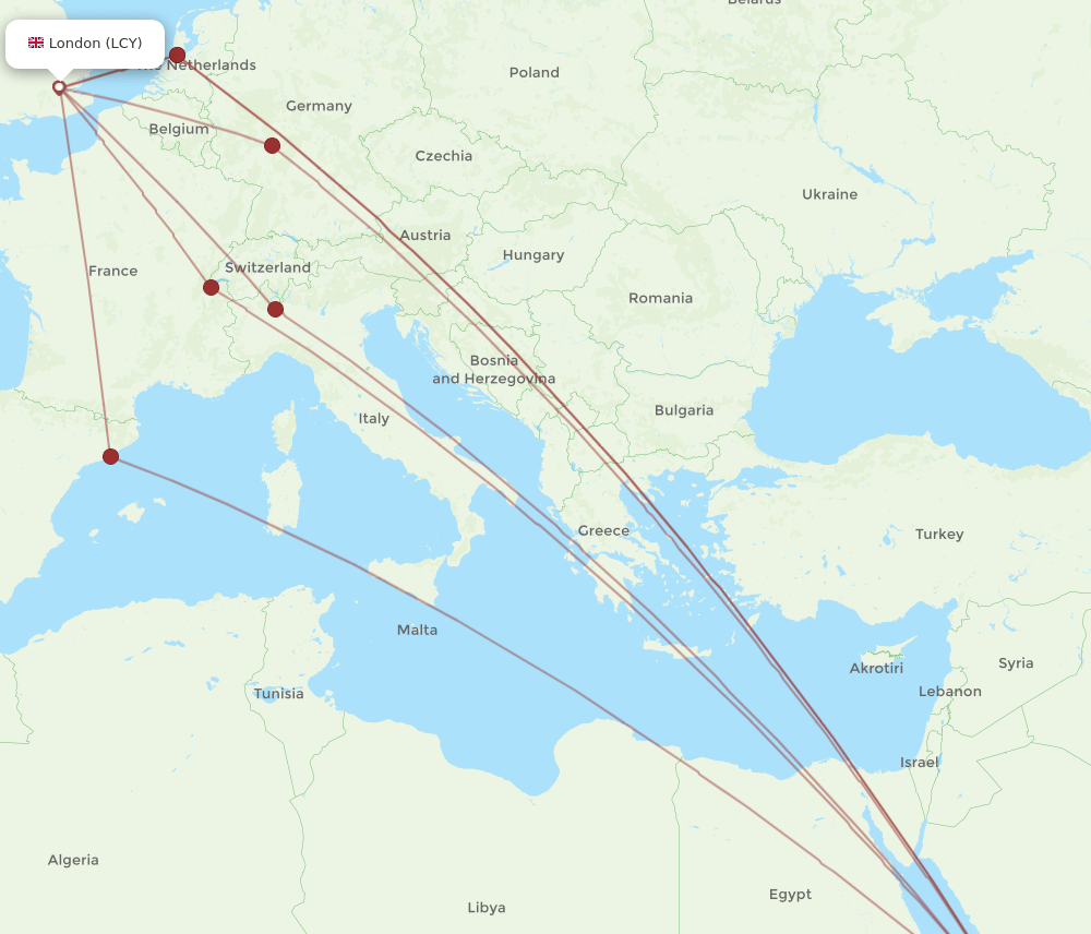 JED-LCY flight routes