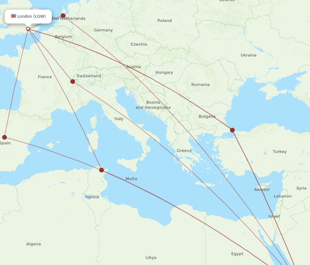 JED-LGW flight routes