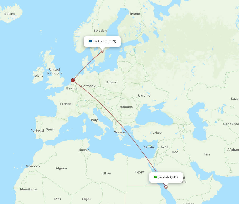 JED-LPI flight routes