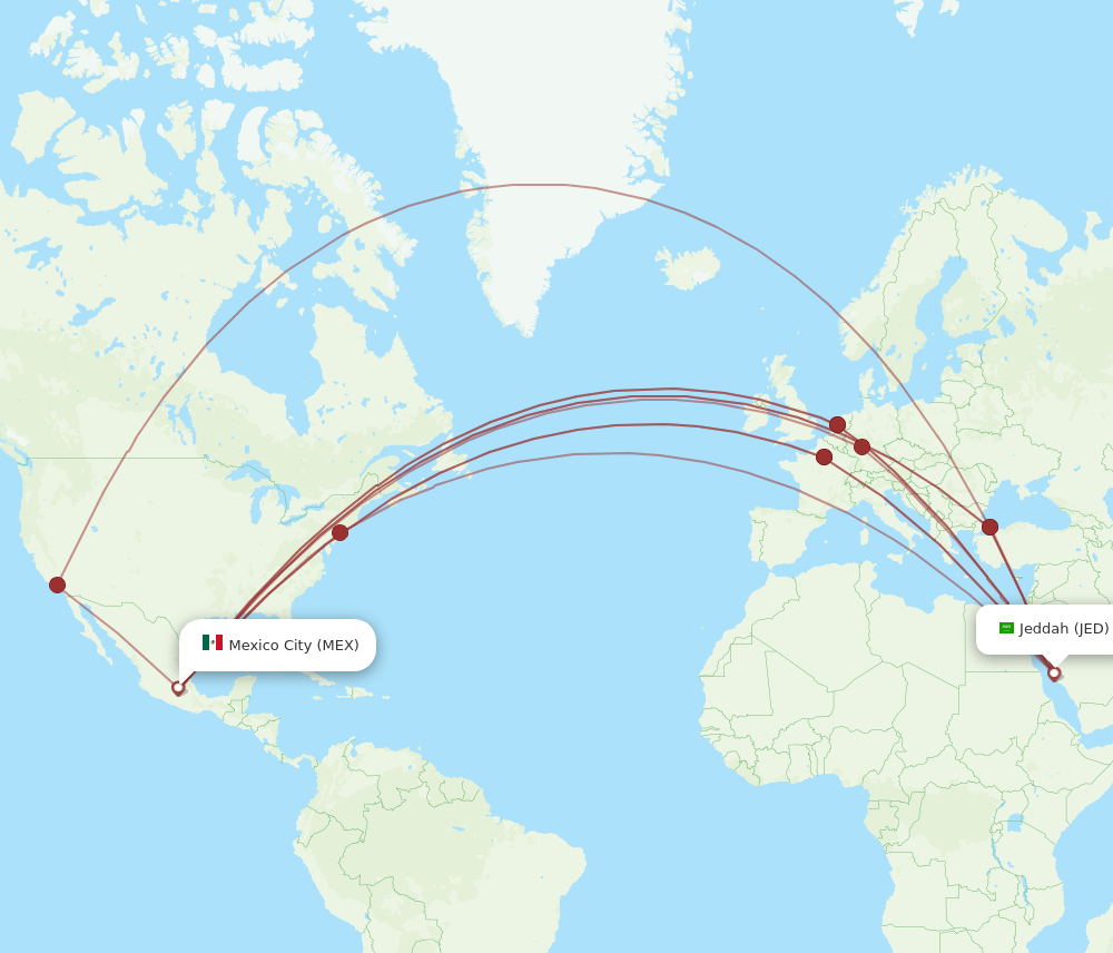 JED-MEX flight routes