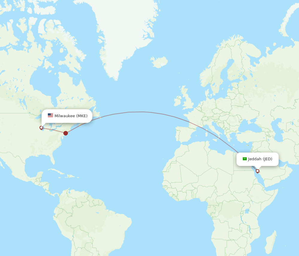 JED-MKE flight routes