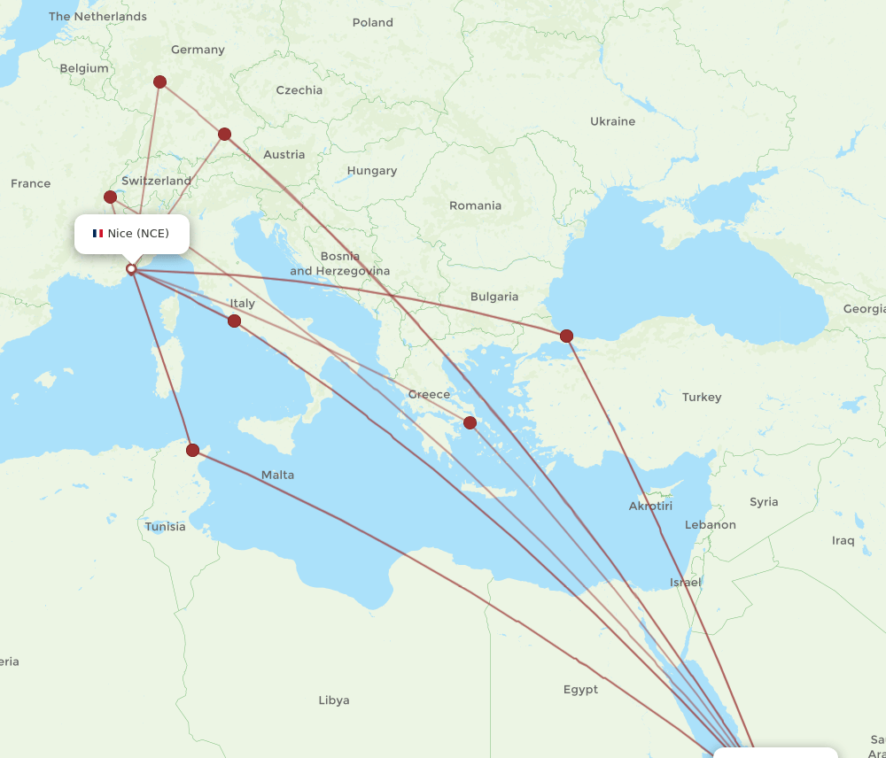 JED-NCE flight routes