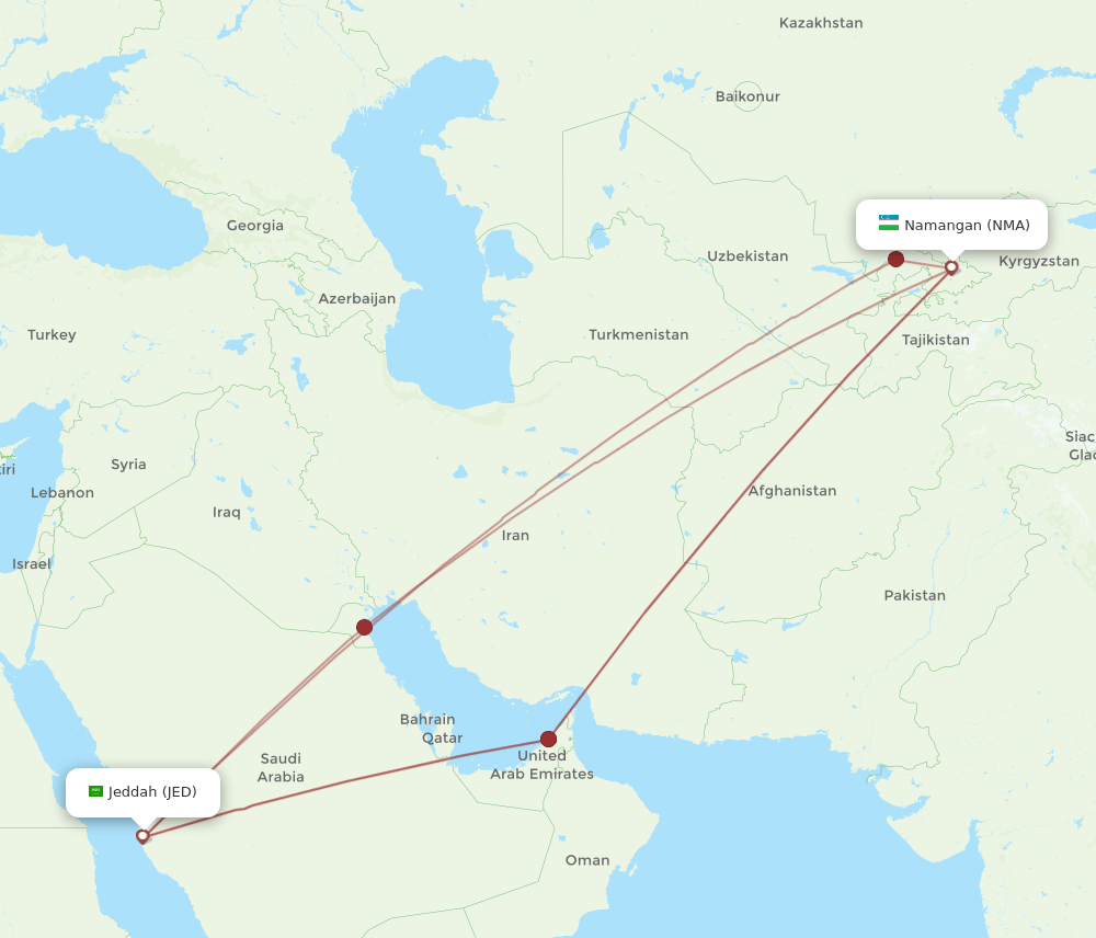 JED-NMA flight routes