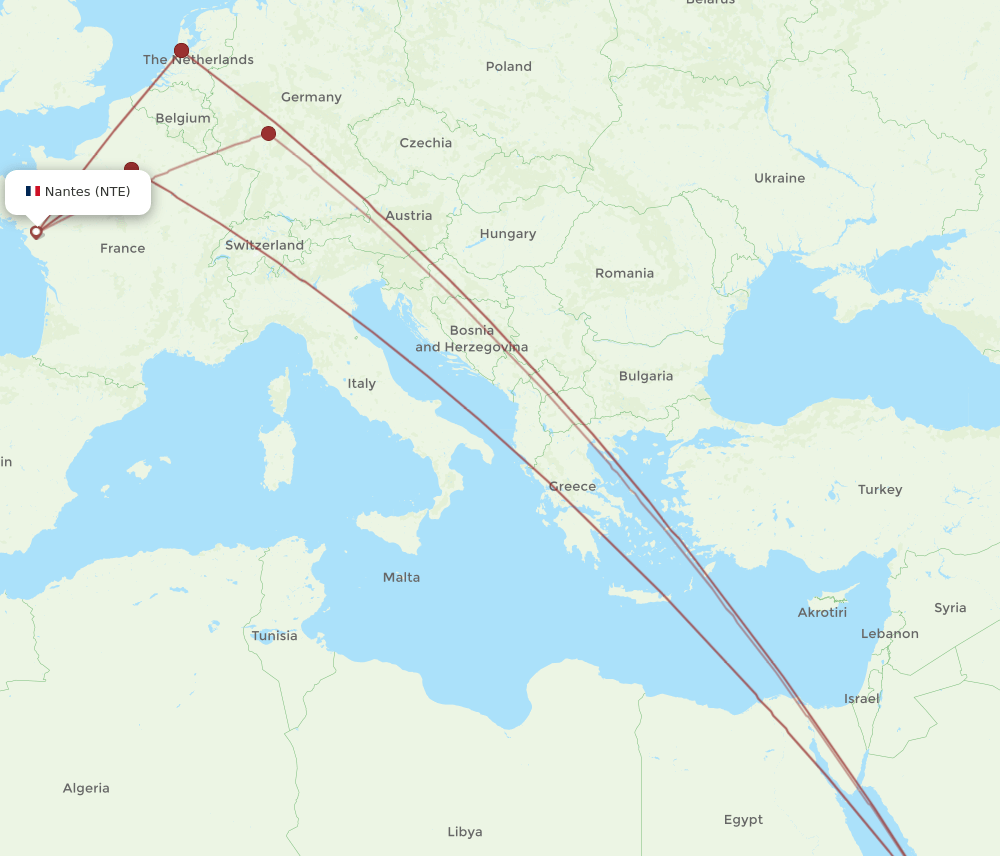 JED-NTE flight routes