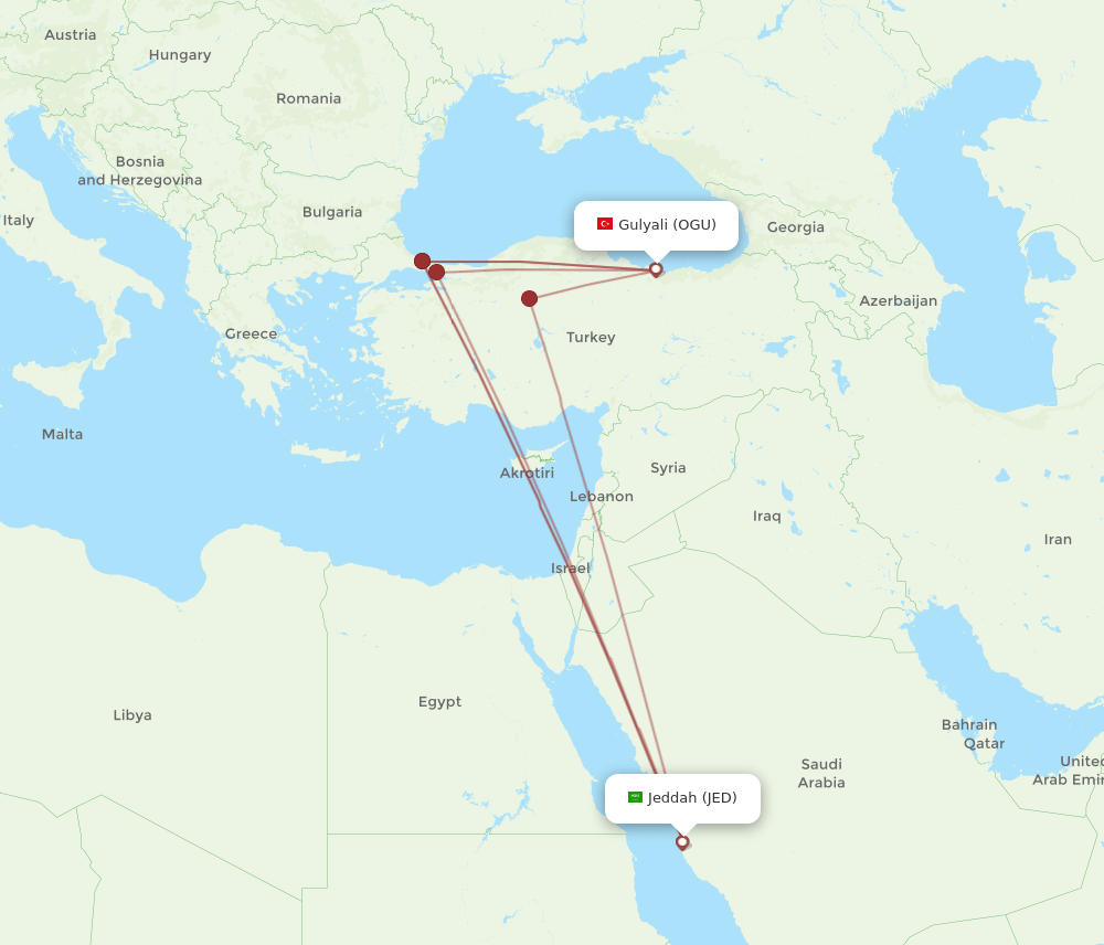 JED-OGU flight routes