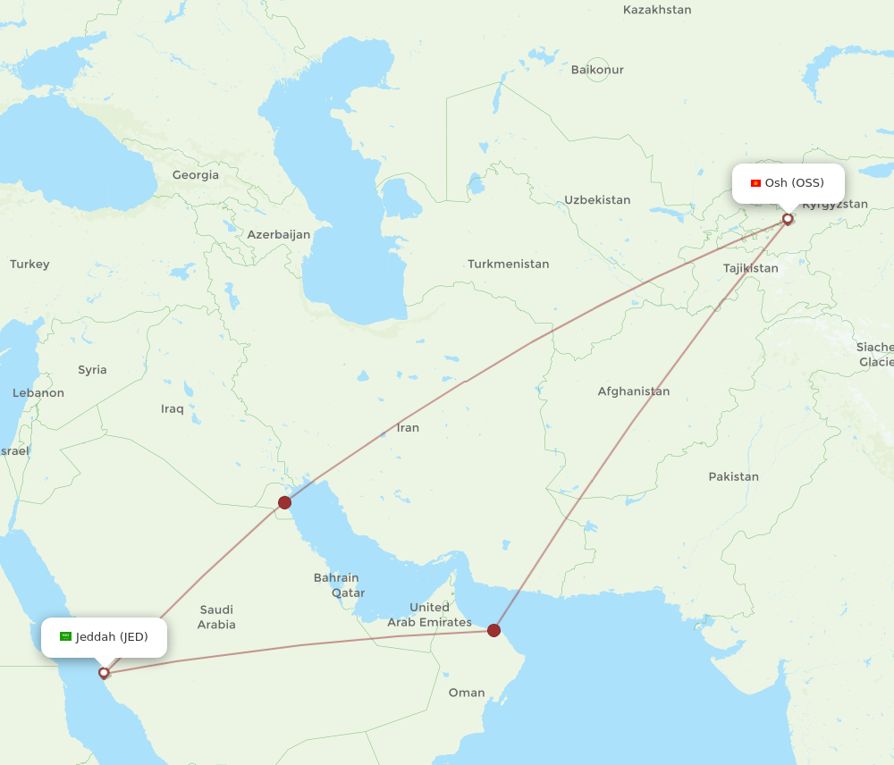 JED-OSS flight routes