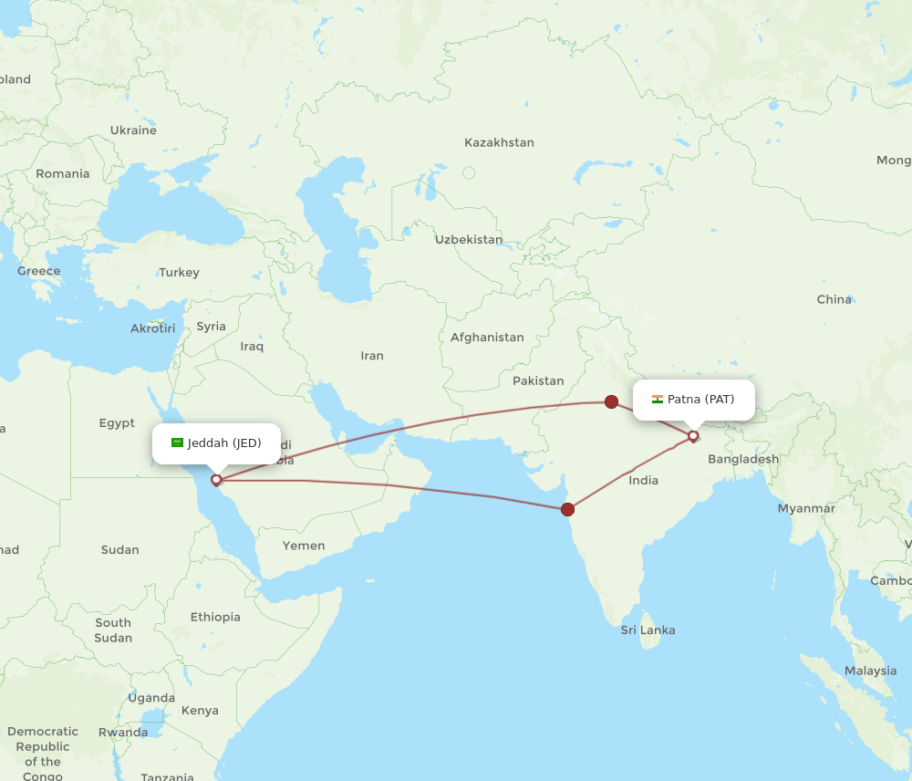 JED-PAT flight routes