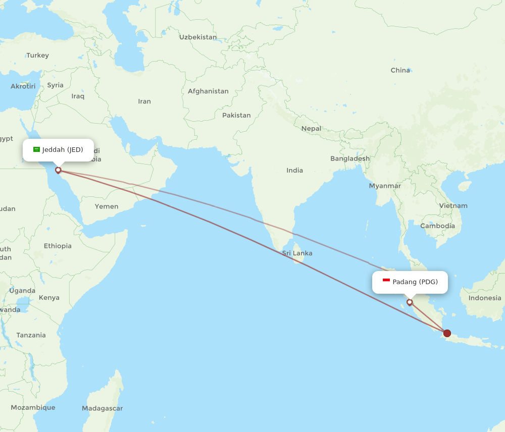 JED-PDG flight routes