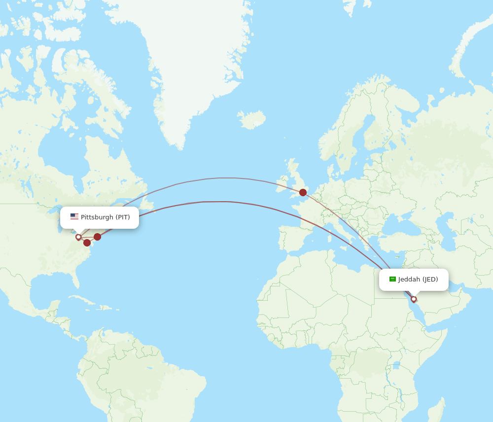 JED-PIT flight routes