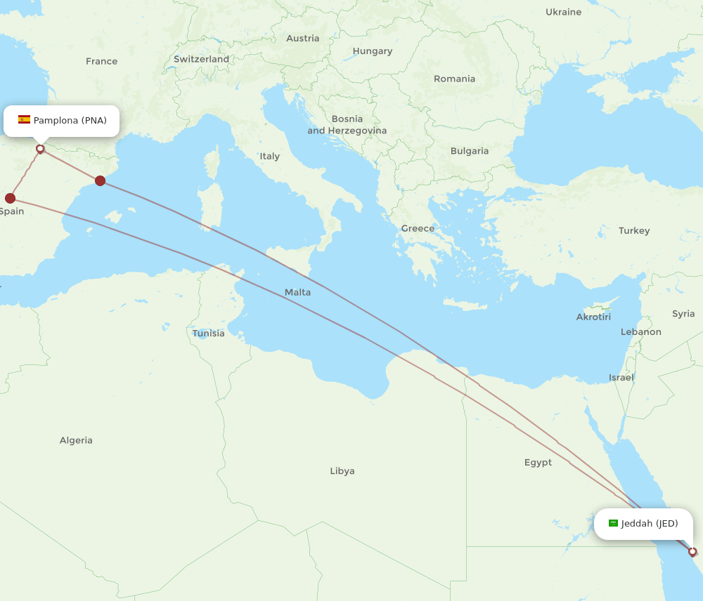 JED-PNA flight routes