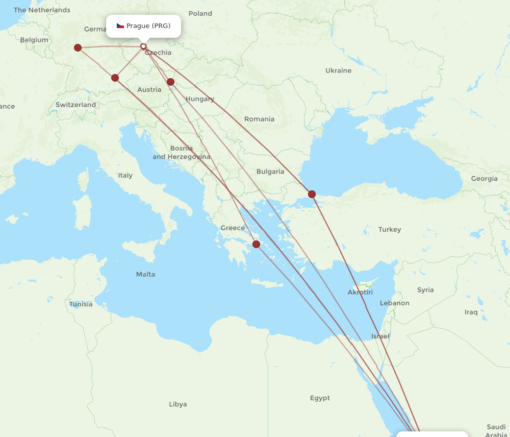 JED-PRG flight routes