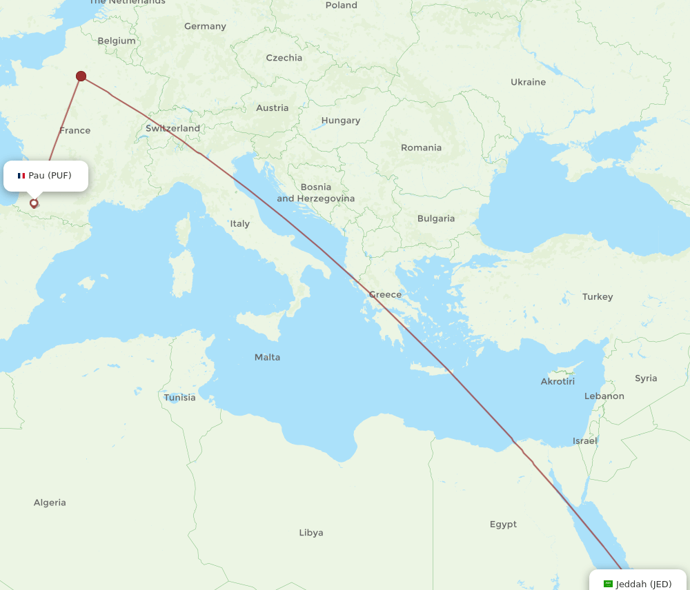 JED-PUF flight routes