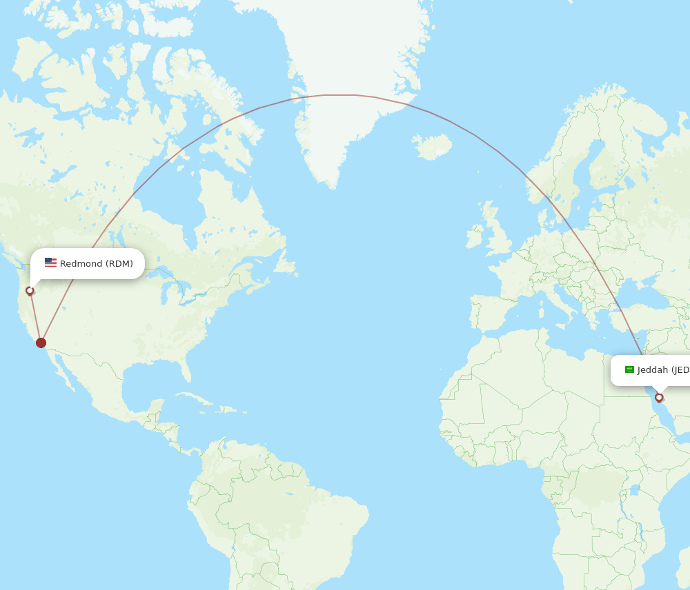 JED to RDM flights and routes map
