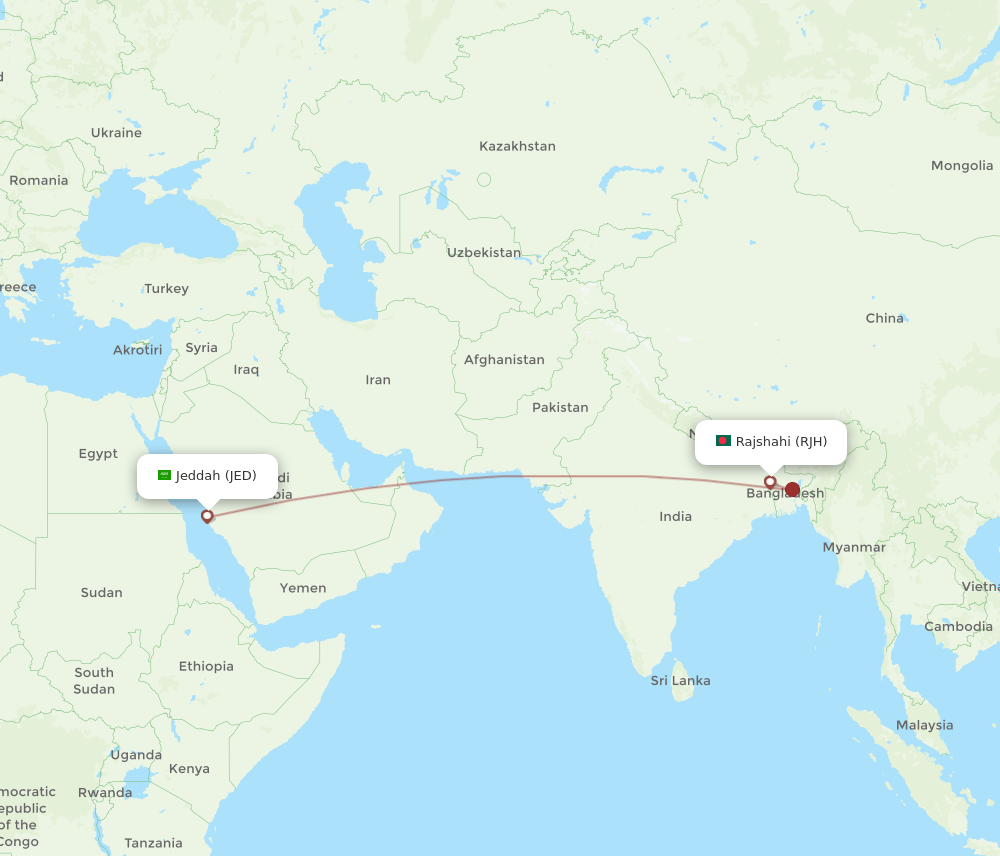 JED-RJH flight routes