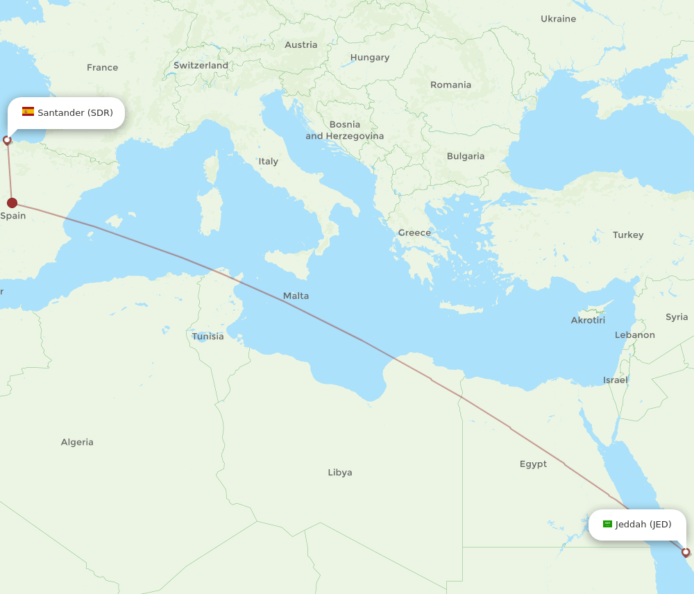 JED-SDR flight routes
