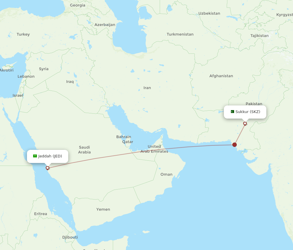 JED to SKZ flights and routes map