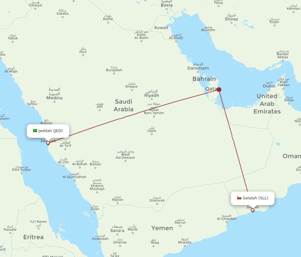JED-SLL flight routes