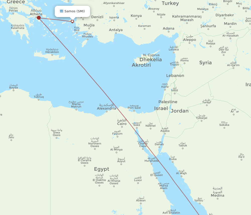 JED-SMI flight routes