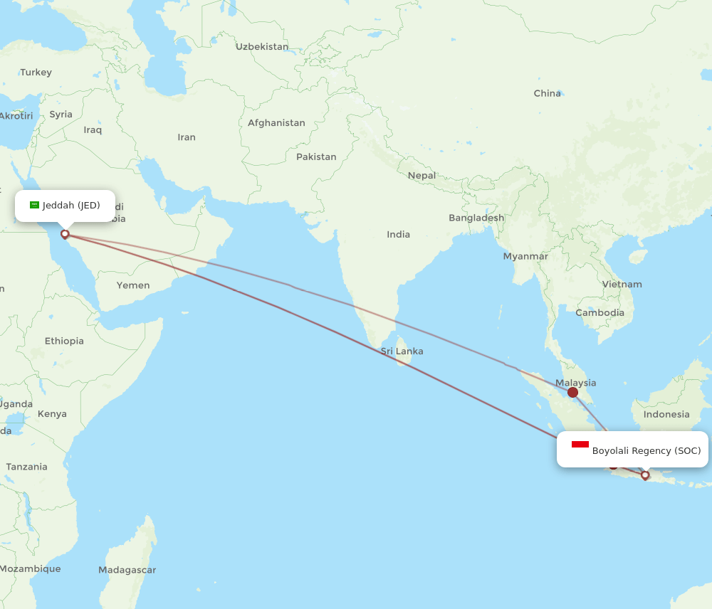 JED-SOC flight routes