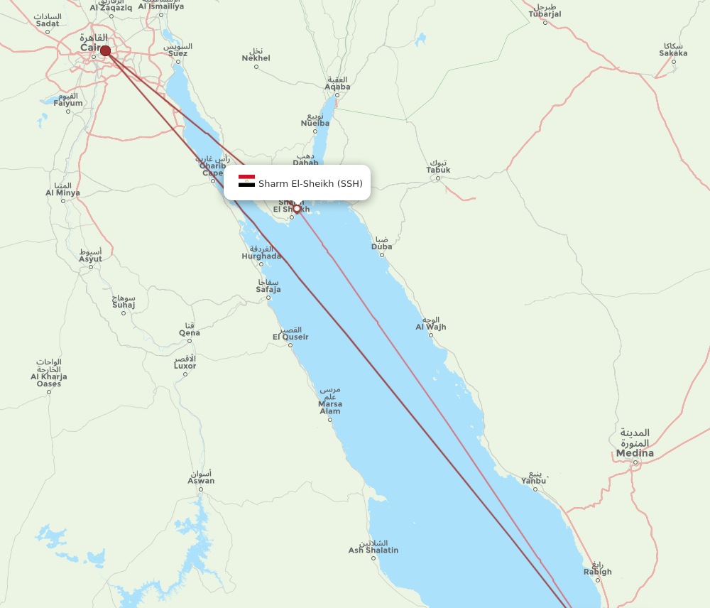 JED to SSH flights and routes map