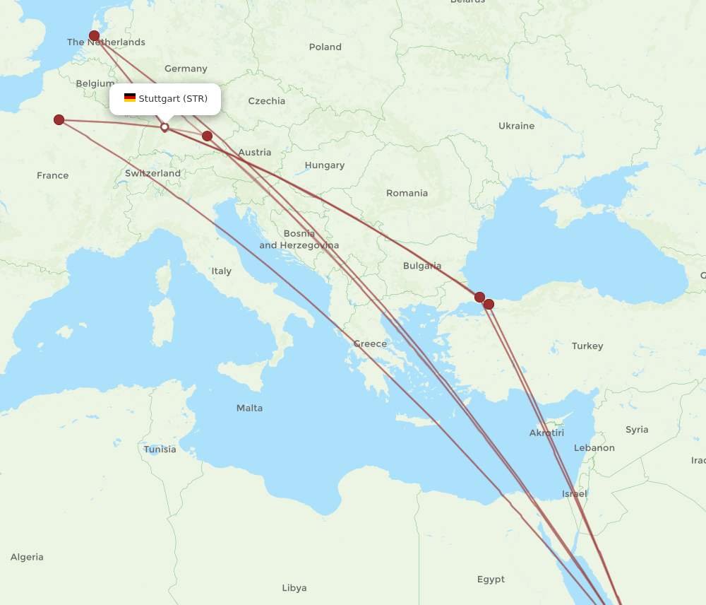 JED-STR flight routes