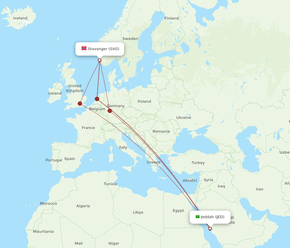JED-SVG flight routes
