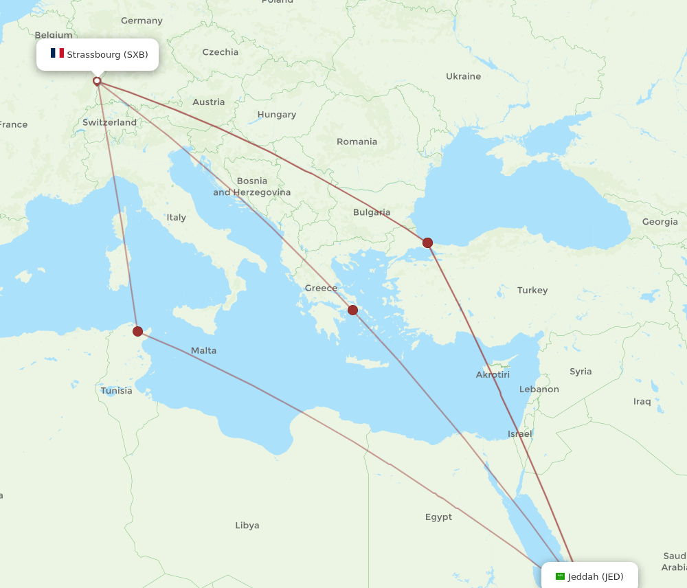 JED-SXB flight routes