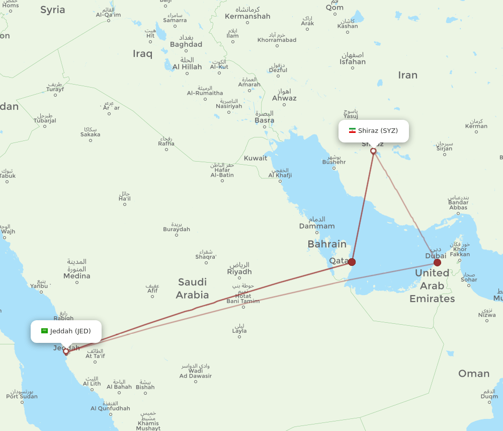 JED-SYZ flight routes