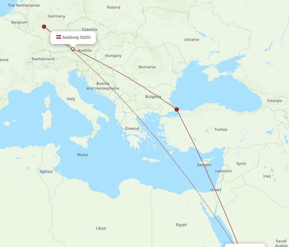JED-SZG flight routes