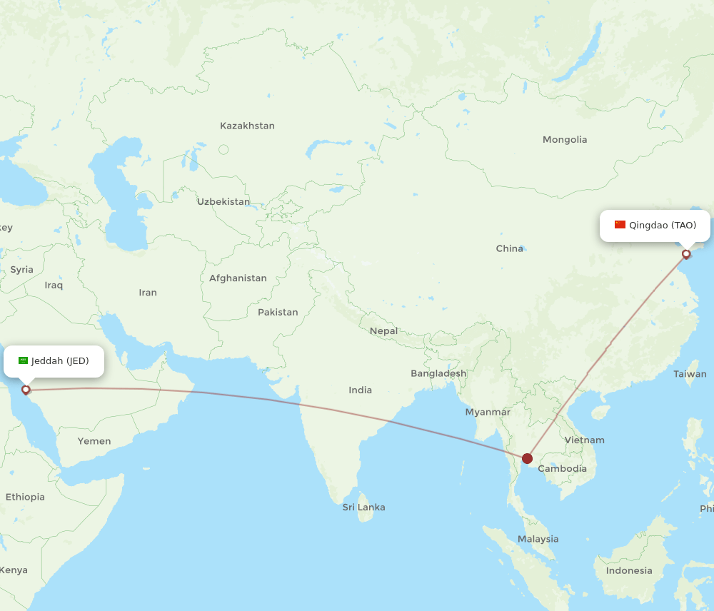 JED-TAO flight routes