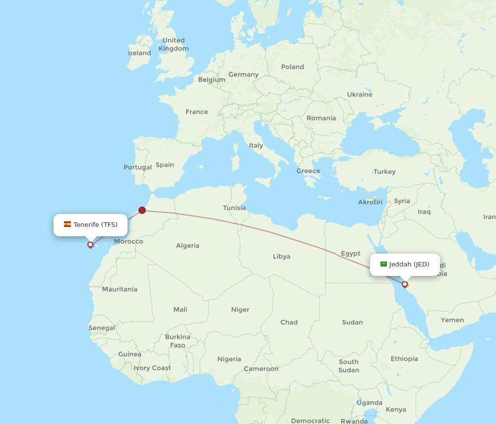 JED-TFS flight routes