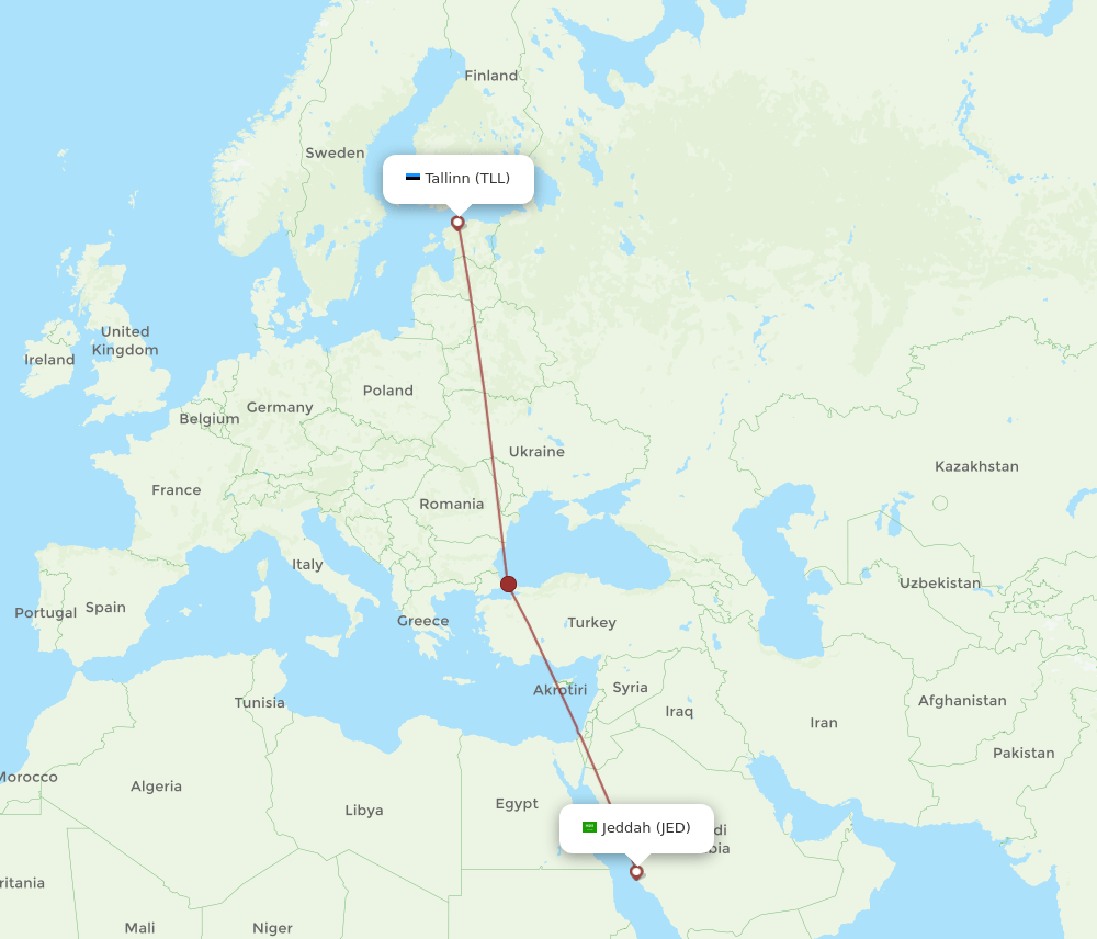 JED-TLL flight routes