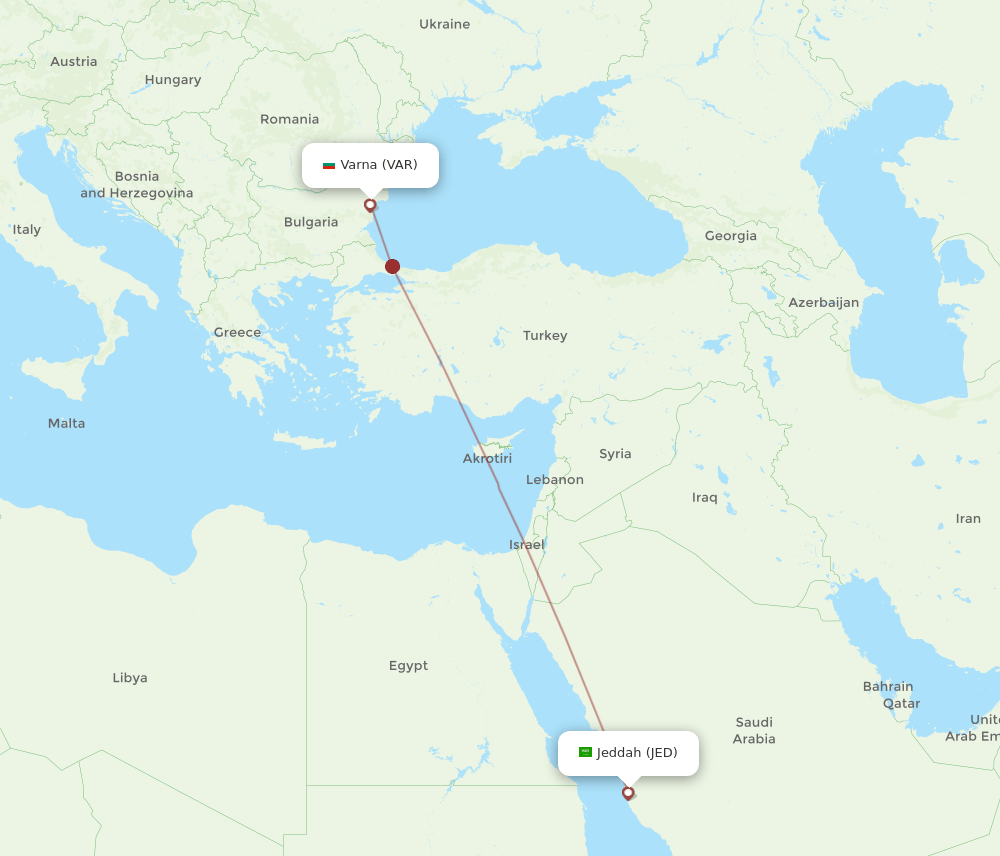 JED-VAR flight routes