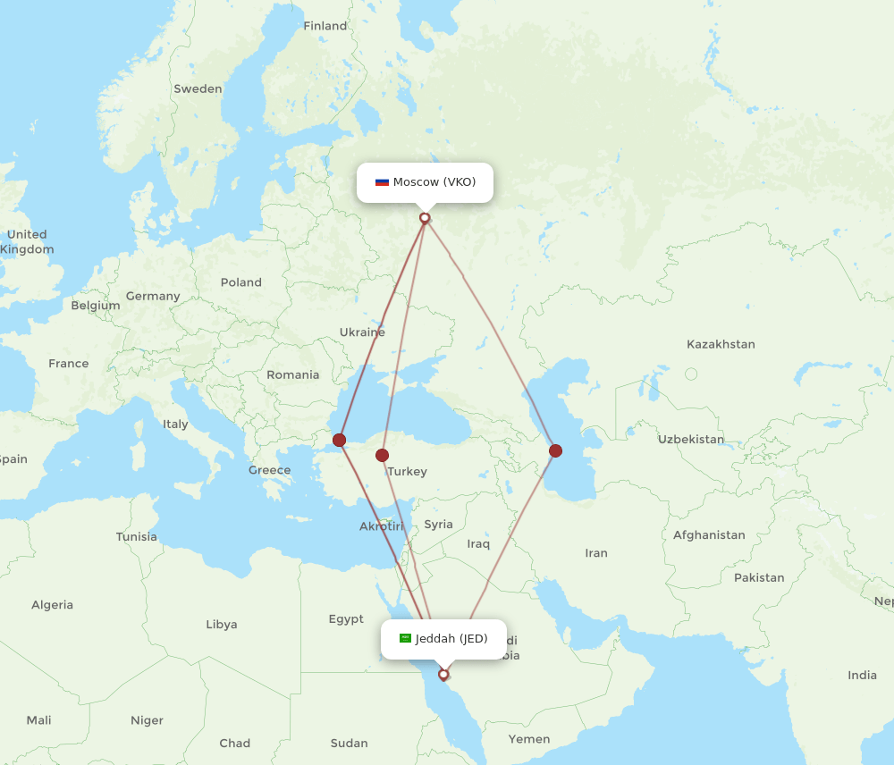 JED-VKO flight routes