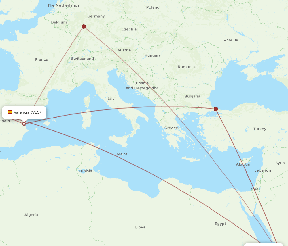 JED-VLC flight routes