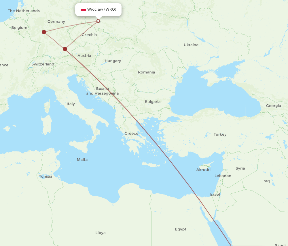 JED-WRO flight routes