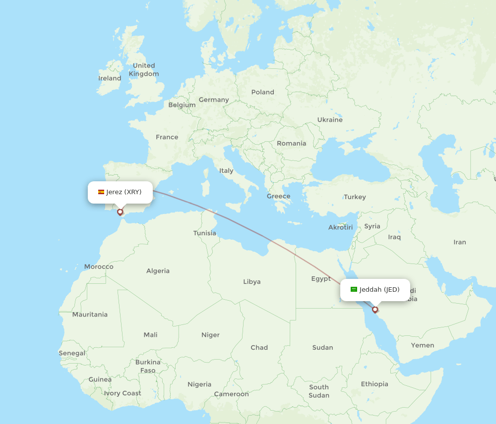 JED-XRY flight routes