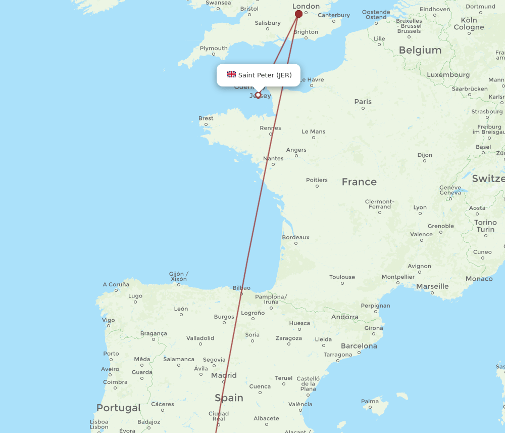 JER-AGP flight routes