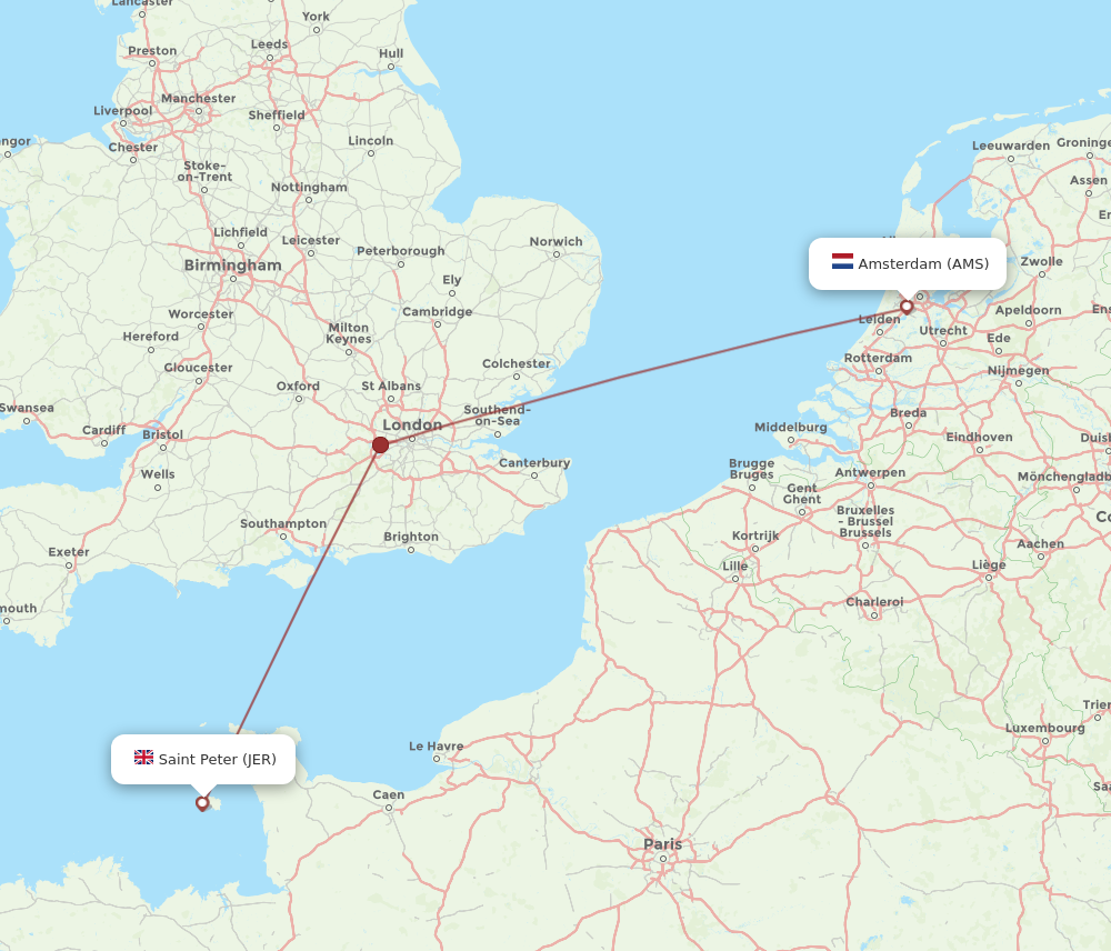 JER to AMS flights and routes map