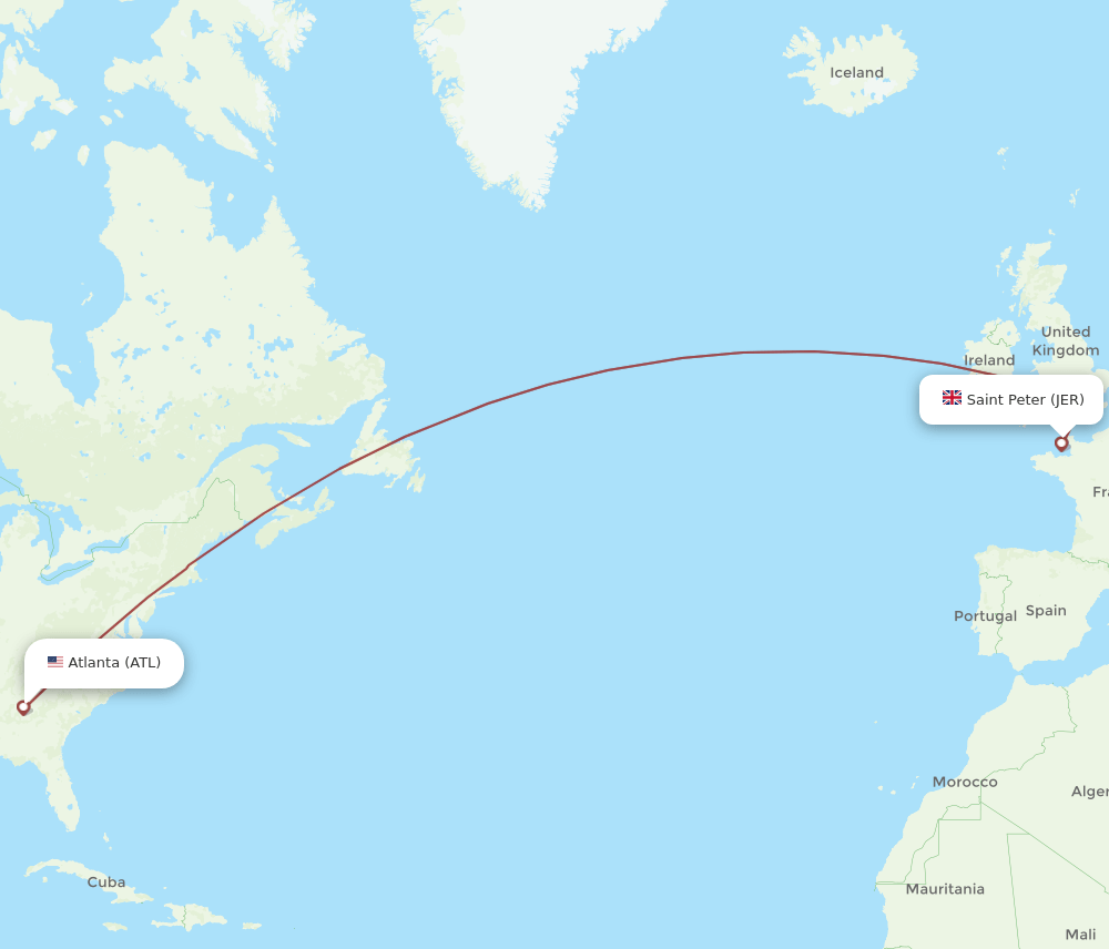 JER-ATL flight routes